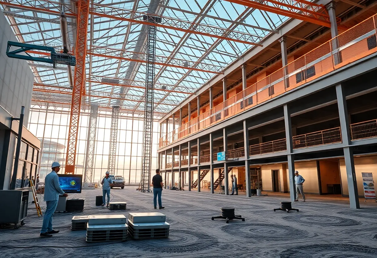 Construction site utilizing AI technology for efficiency