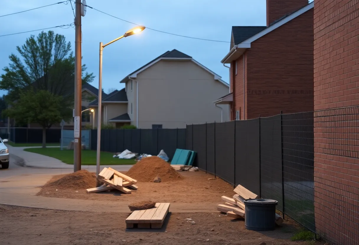 Construction workers at a street lighting project site in Milwaukee.