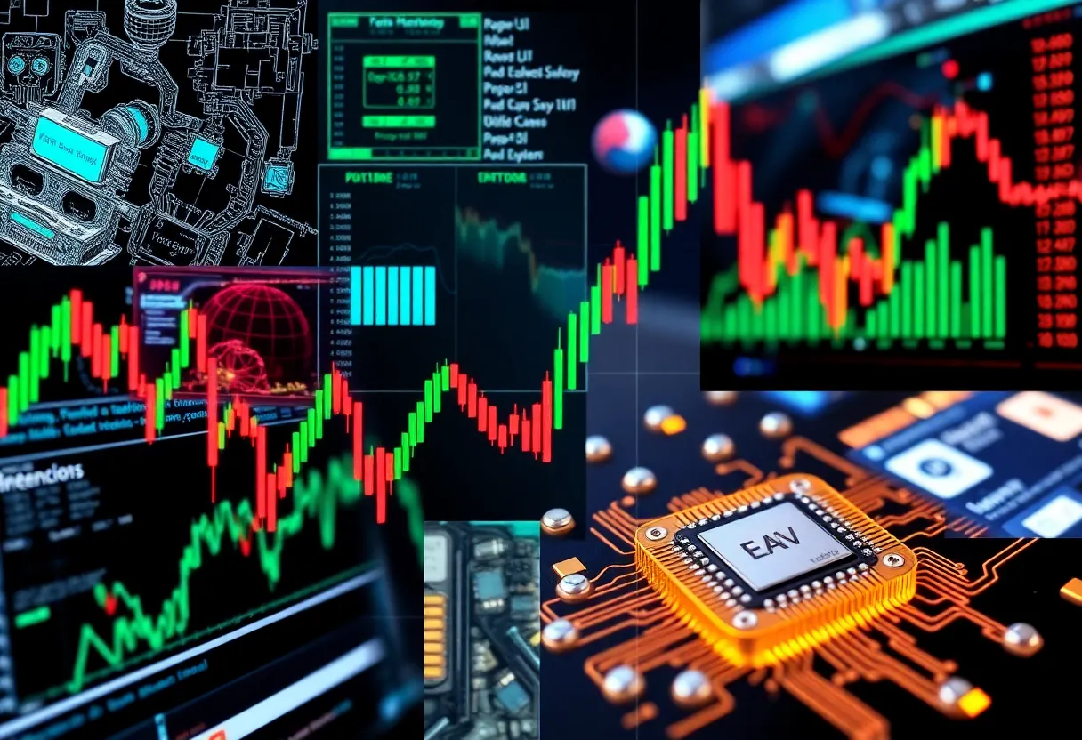 Collage of technology imagery related to Nasdaq 100 stocks
